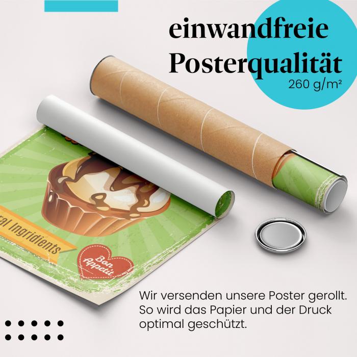 Gerolltes Poster "Cupcake". Süße Verführung, sicher verpackt.