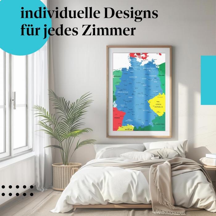 Schlafzimmer Deko: Deutschland mit "Karte" Poster