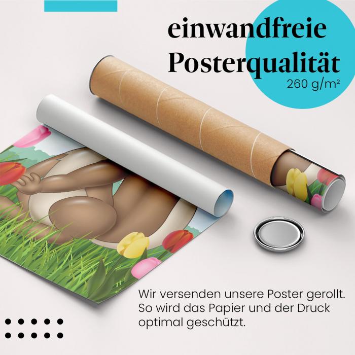 Gerolltes Poster "Fröhliches Eichhörnchen". Süßes Design, sicher verpackt.