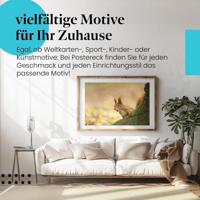 Dieses Leinwandbild mit dem Eichhörnchen ist ein charaktervolles Motiv für alle Tierliebhaber.