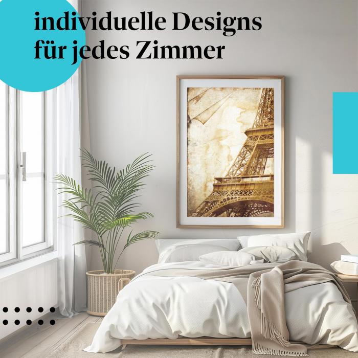 Schlafzimmer Deko: "Paris" Poster: Die Stadt der Liebe - ein traumhaftes Motiv.