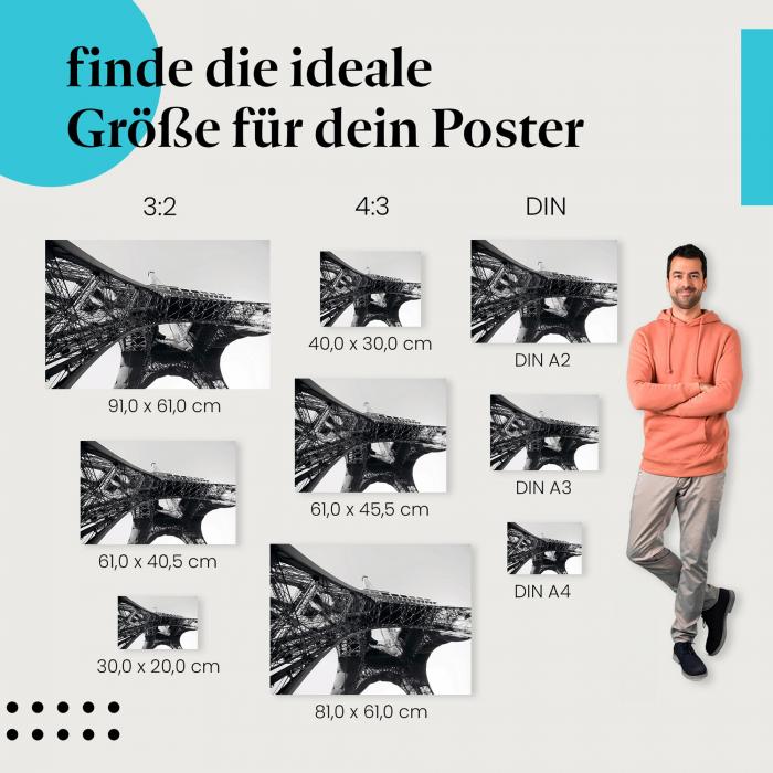 Eiffelturm, Poster: Stahlkonstruktion, Perspektive, Höhe.