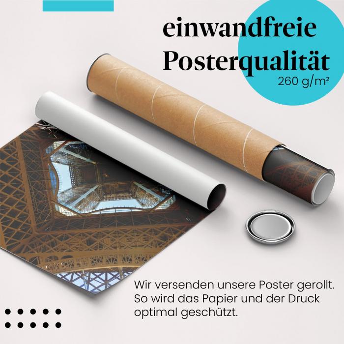 Gerolltes Poster "Eiffelturm Details". Pariser Wahrzeichen, sicher verpackt.