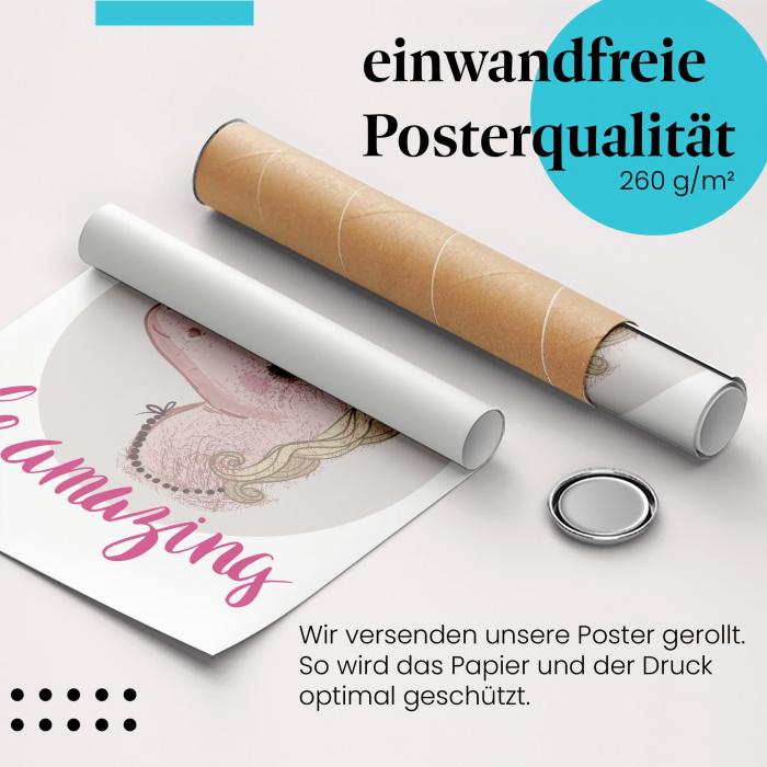 Gerolltes Poster "Einhorn". Magie & Motivation, sicher verpackt.