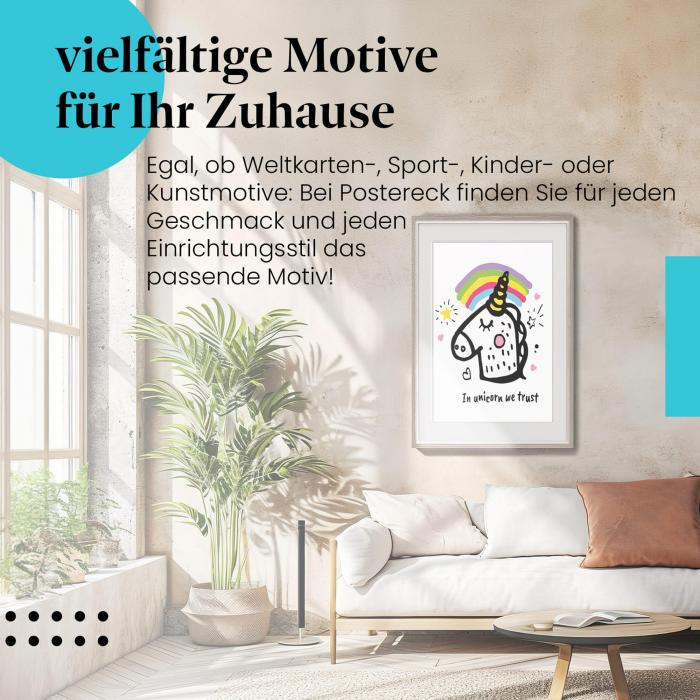 Dieses Leinwandbild mit dem Einhorn ist ein Hingucker für alle, die märchenhafte Motive lieben.