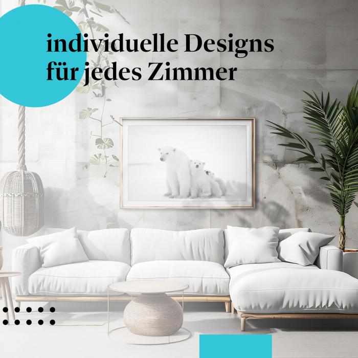 Schlafzimmer Deko: Modernes Zimmer mit "Eisbärfamilie" Poster. Wanddeko für Tier-Fans.