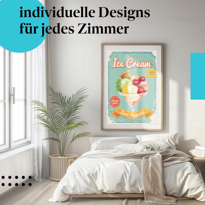 Schlafzimmer Deko: "Eisbecher" Poster - Für alle, die Eis lieben - ein leckeres Motiv.