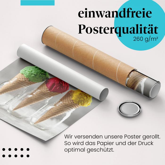 Gerolltes Poster "Eiswaffeln", drei.