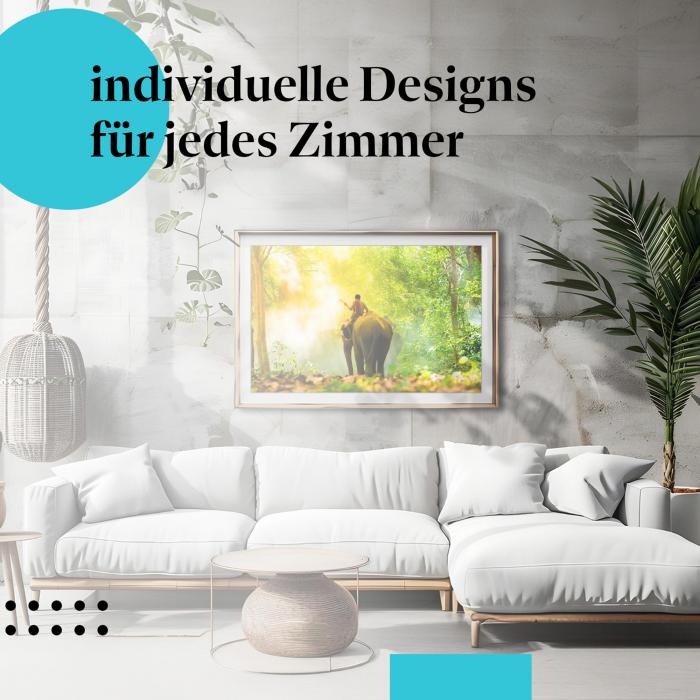 Schlafzimmer Deko: "Elefant & Dschungel" Poster: Ein Hauch von Abenteuer - perfekt fürs Schlafzimmer.