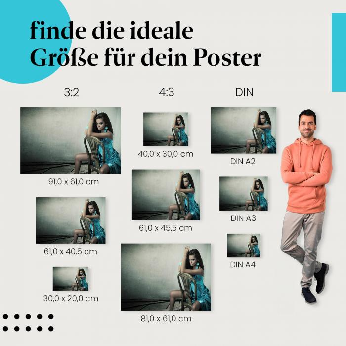 Eleganz & Schönheit: Poster "Elegante Frau im blauen Kleid"