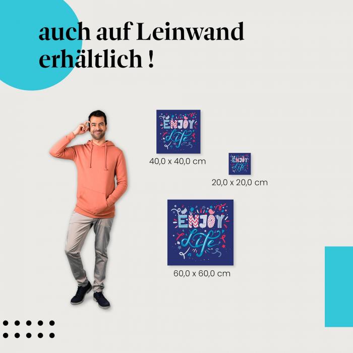 "Enjoy Life": Leinwandbild. Schriftzug, bunt, Lebensfreude.