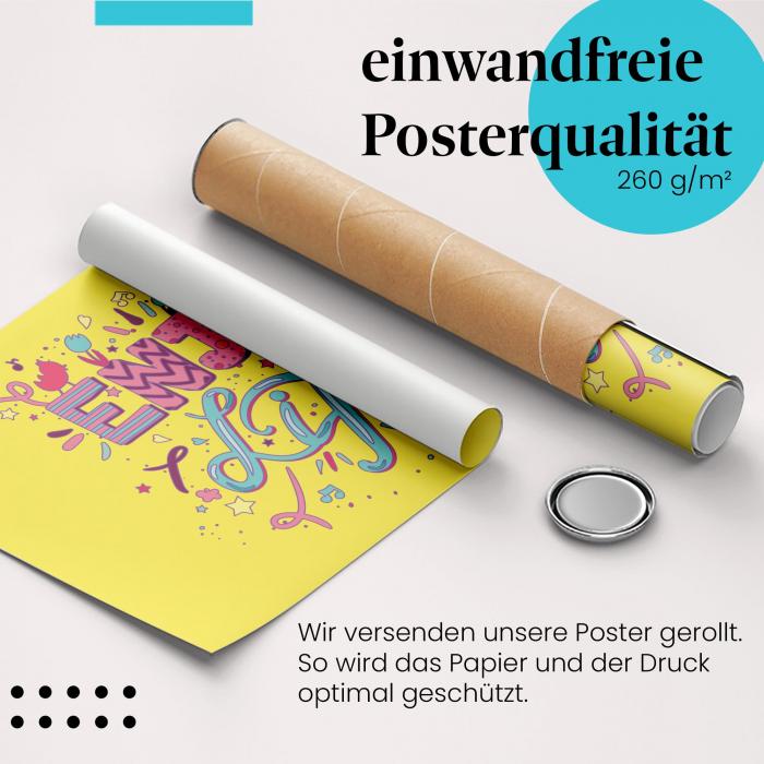 Gerolltes Poster "Enjoy Life" - Optimismus & Lebensfreude, sicher verpackt.