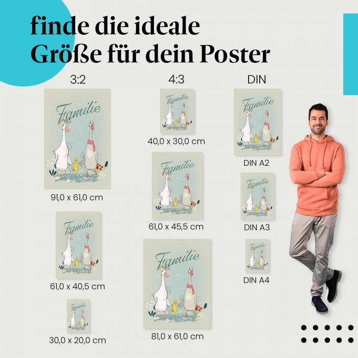 Enten, Poster: Familie, Küken, Liebe.