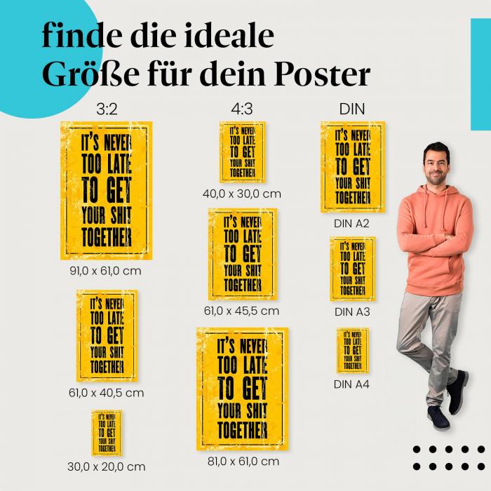 "Es ist nie zu spät": Poster - Neuanfang & Motivation