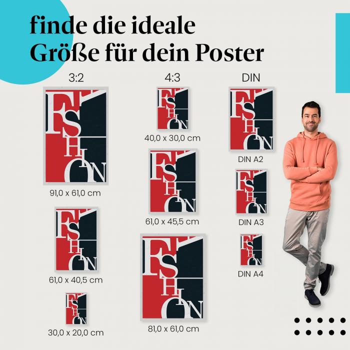 "FASHION" Poster: Typografisches Poster im Retro-Stil - jetzt bestellen!