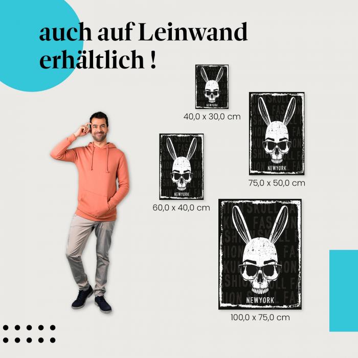 "New Yorker Fashion Skull" Leinwandbild: Verschiedene Größen - für deine persönliche Wandgestaltung - sei ein Trendsetter!