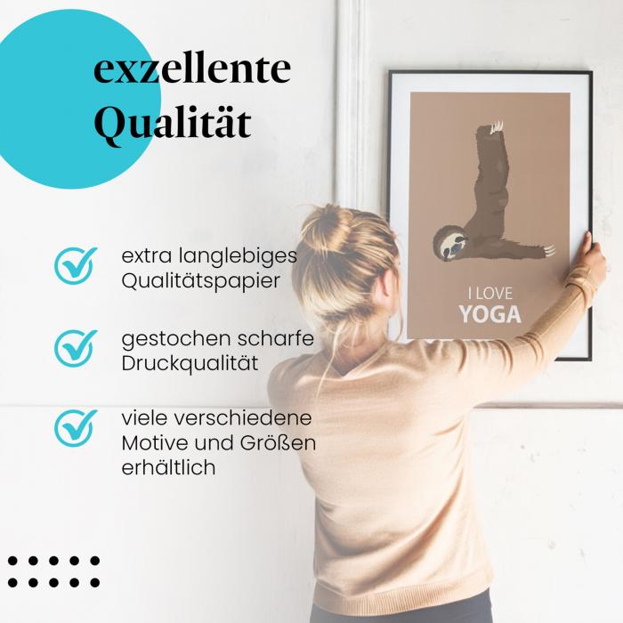 Leinwandbild "Faultier": "I love Yoga" - humorvoll & verspielt!