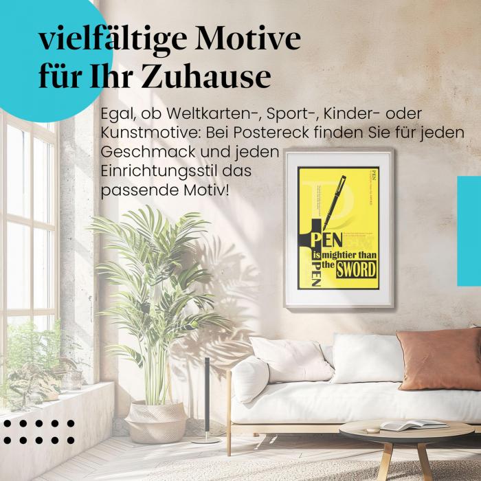 Stylisches Leinwandbild: Mächtiger als das Schwert - Die Kraft der Worte.