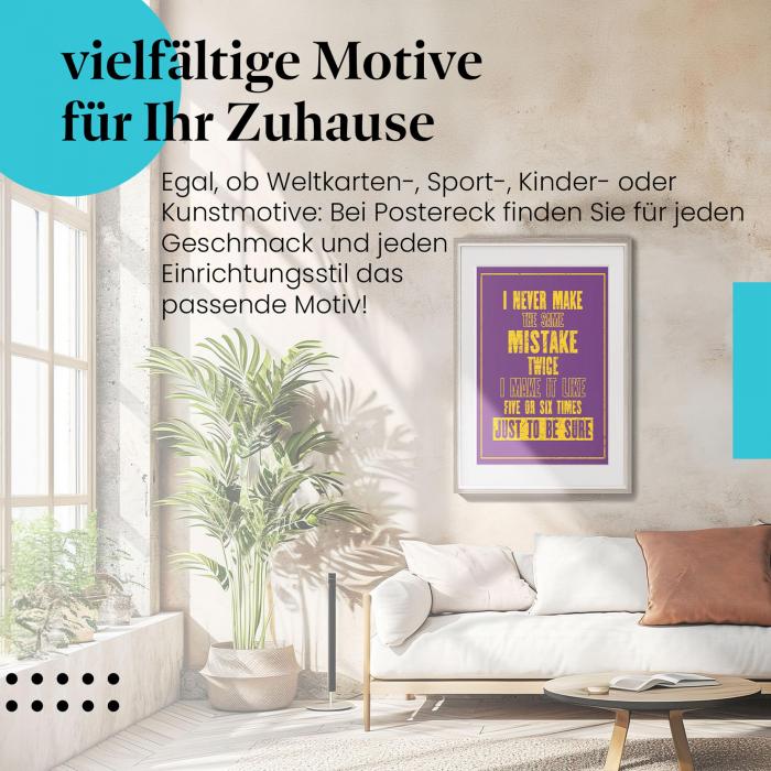 Stylisches Leinwandbild: Lustiger Spruch - Fehler machen, um sicher zu gehen.