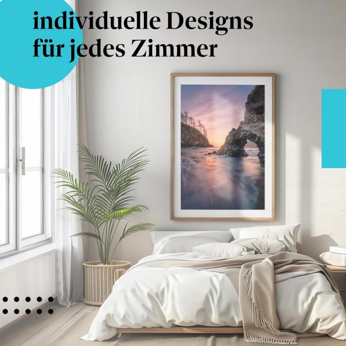 Schlafzimmer Deko: "Strand & Felsen" Poster: Entspannung & Meeresrauschen für Ihr Zuhause.