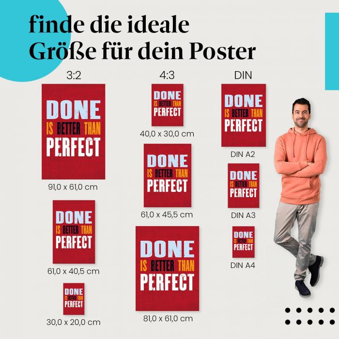 "Fertig ist besser als perfekt": Poster - Motivation & Inspiration