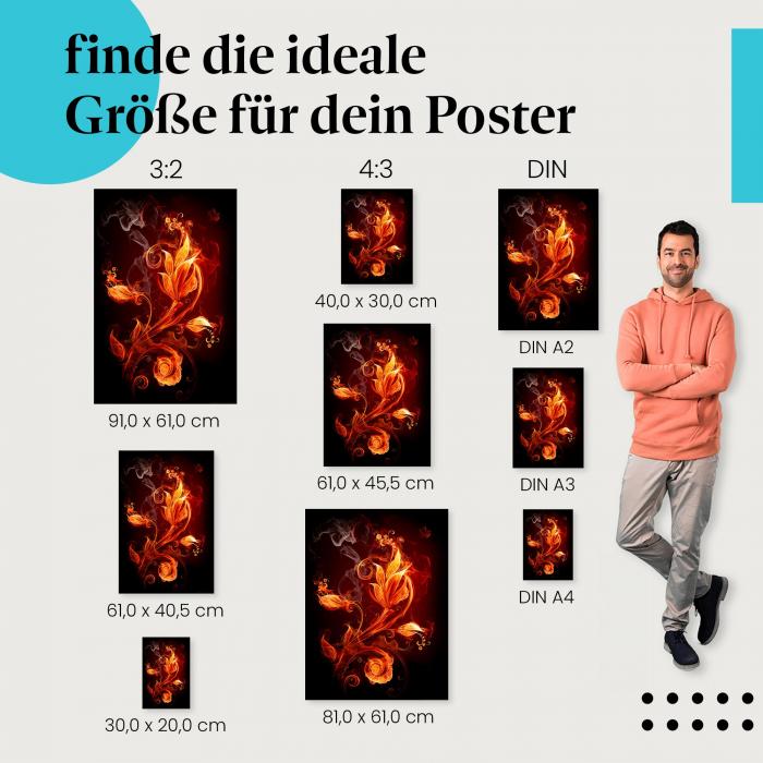 Abstrakte Blumen Poster: Blumen in Flammen - wähle jetzt die passende Größe!