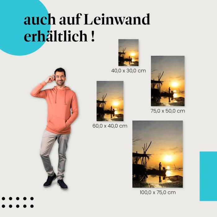 "Fischer bei Sonnenaufgang" Leinwandbild. Finde die ideale Größe für dein Zuhause & setze Akzente mit Kunst!