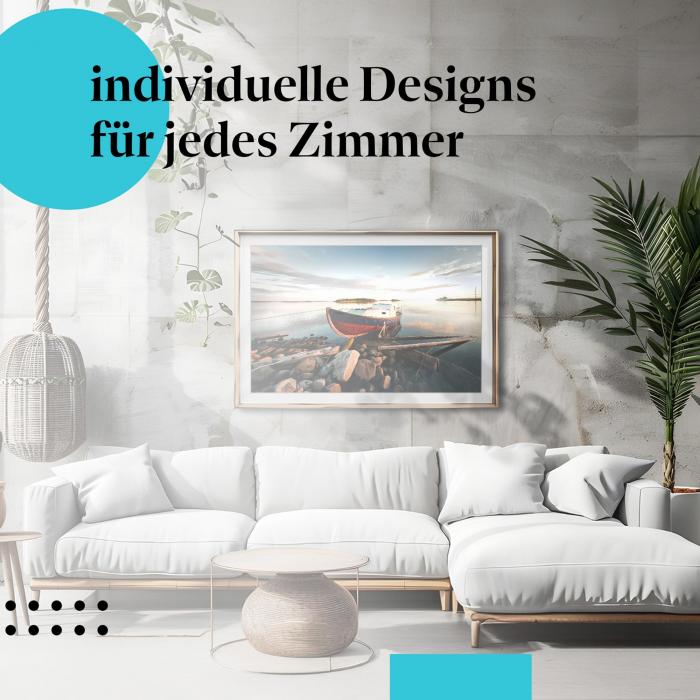 Schlafzimmer Deko: "Fischerboot" Poster: Träumen Sie von fernen Küsten & malerischen Fischerdörfern.