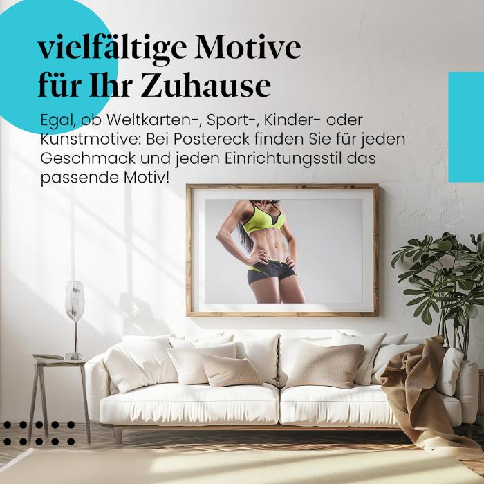 Leinwandbild "Fitness": Frau, Sportbekleidung - definierte Muskeln & Kraft.