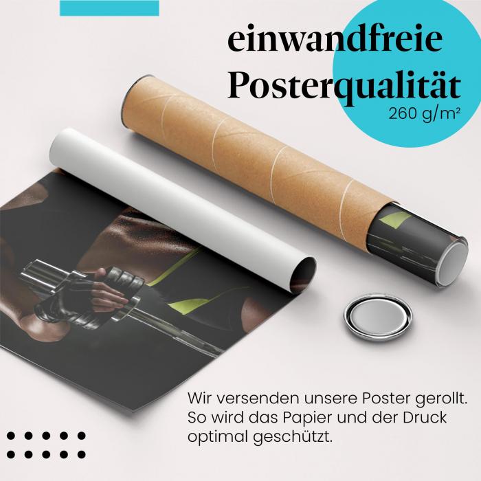 Gerolltes Poster "Fitness". Erfolg & Zufriedenheit, sicher verpackt.