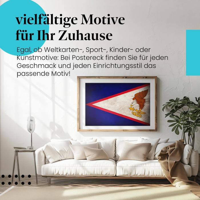 Leinwandbild "Vintage Flagge von Amerikanisch-Samoa". Wanddeko für Amerikanisch-Samoa-Fans.