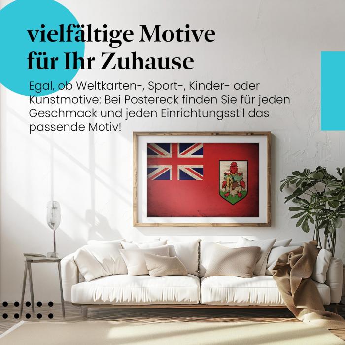 Leinwandbild "Bermudas Vintage Flagge im Used-Look". Wanddeko für Bermuda-Fans.