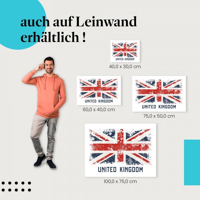 "Union Jack Used-Look" Leinwandbild: verschiedene Größen - für deine persönliche Wandgestaltung - God Save the Queen!