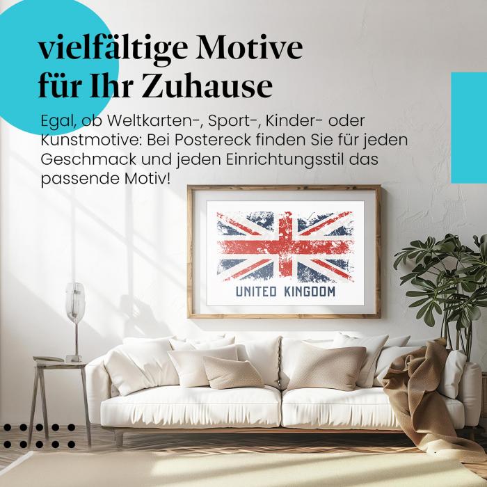 "Union Jack Used-Look" Leinwandbild: Britische Flagge im Vintage-Stil.