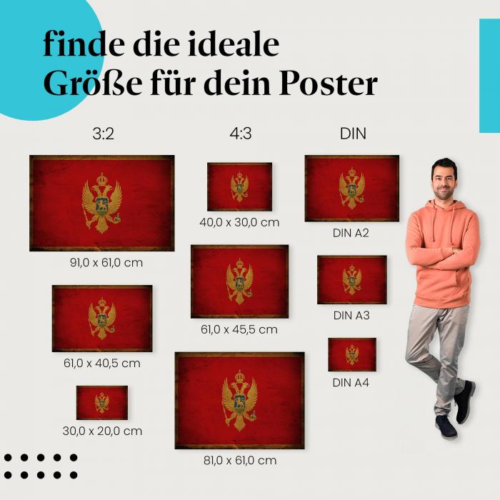 Montenegro Flagge Poster: Verschiedene Größen für deine Wand!