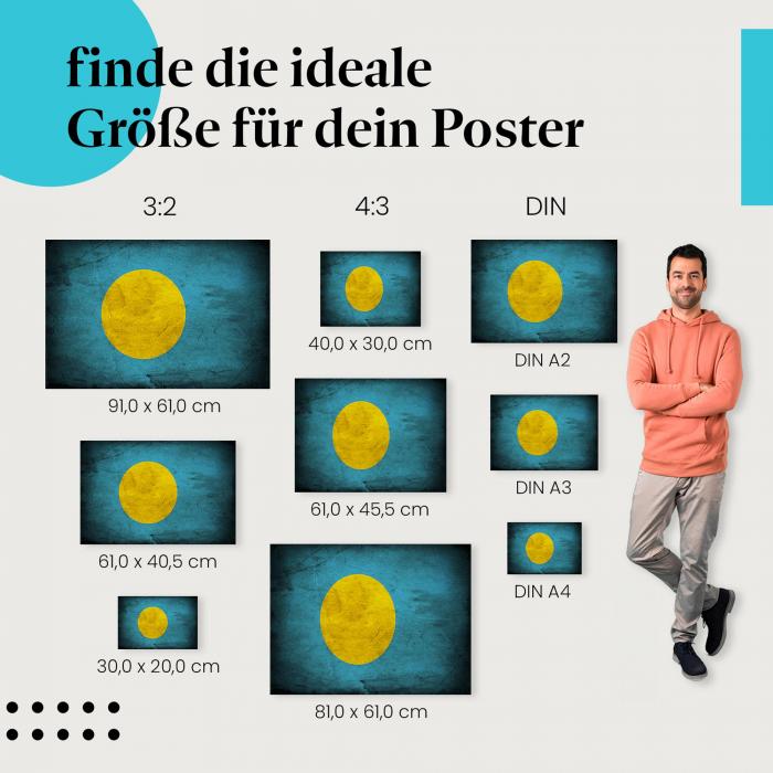 Palau Flagge Poster: Verschiedene Größen für deine Wand!