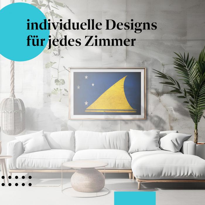 Schlafzimmer Deko: "Tokelau Flagge" Poster. Wanddeko im minimalistischen Schlafzimmer.