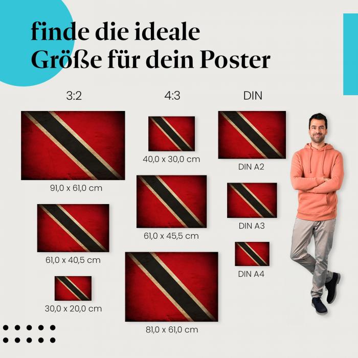 Trinidad und Tobago Flagge: Poster in verschiedenen Größen!