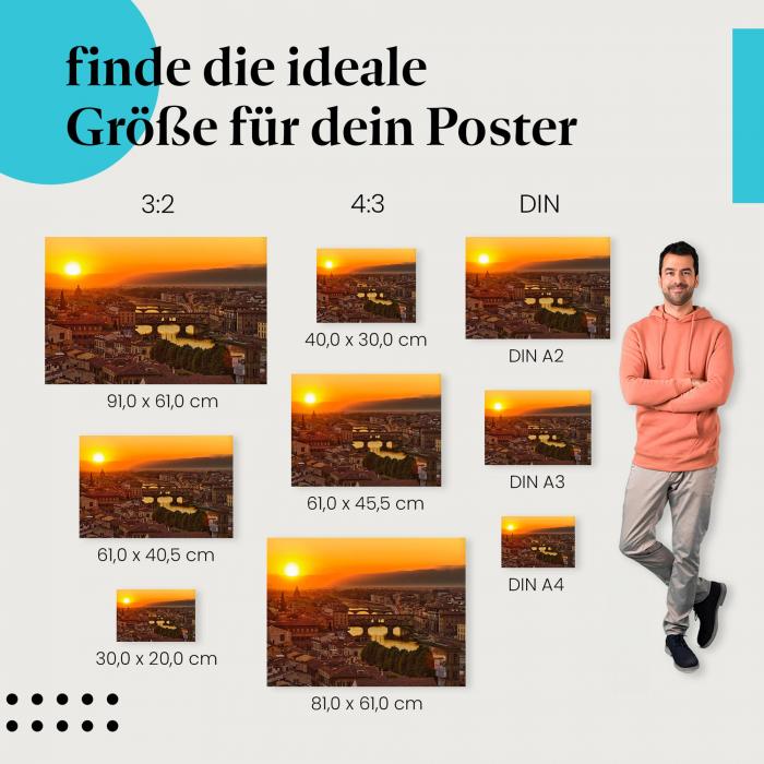 Italien bei Nacht: Poster "Florenz bei Nacht" mit Blick auf Ponte Vecchio