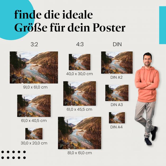 Farbenpracht des Herbstes: Landschaftsposter "Herbstliche Flusslandschaft"