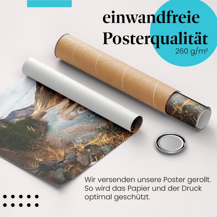 "Flusslandschaft": Gerolltes Poster - Schlucht, Herbst.