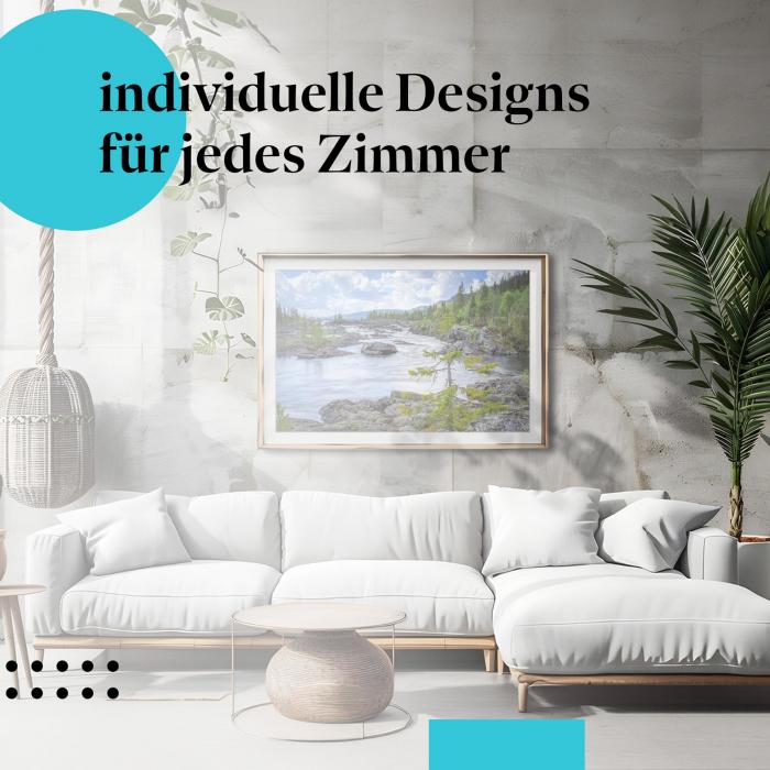 Schlafzimmer Deko: Wildnis mit "Schwedischer Fluss" Poster