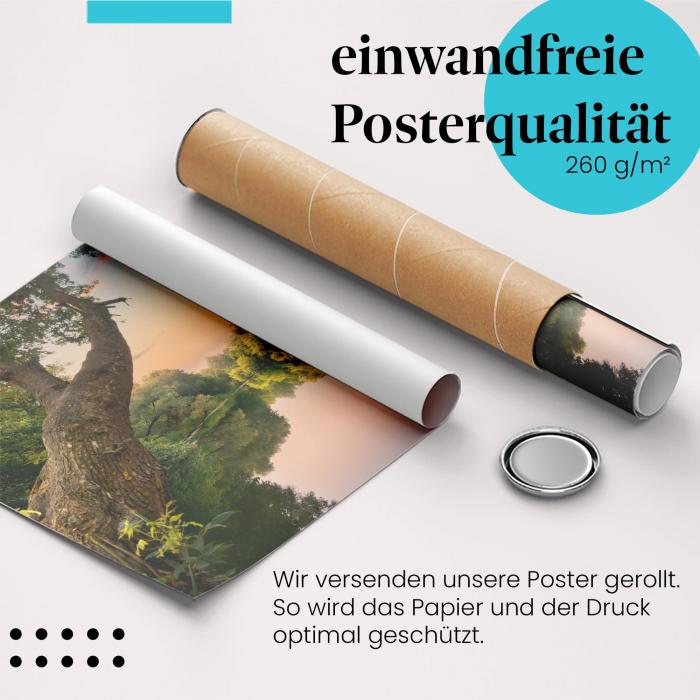 Gerolltes Poster "Flusslandschaft". Ruhe & Natur, sicher verpackt.