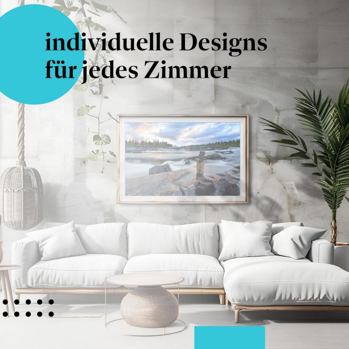 Schlafzimmer Deko: Naturverbundenheit mit "Steinturm am Fluss" Poster