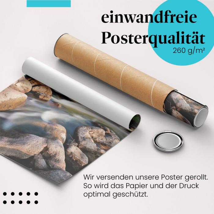 Gerolltes Poster "Flusslandschaft" - Stimmungsvolle Natur, sicher verpackt.