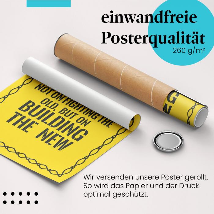 Gerolltes Poster "Fokus auf das Neue".