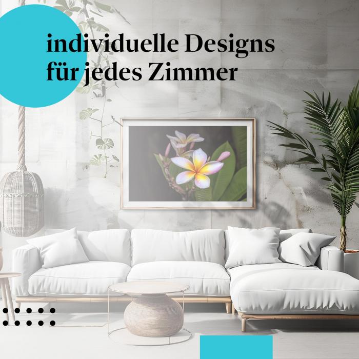 Schlafzimmer Deko: Exotik mit "Frangipaniblüte" Poster