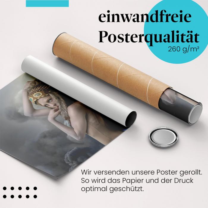 Gerolltes Poster "Stärke & Anmut". Weiblichkeit & Natur, sicher verpackt.