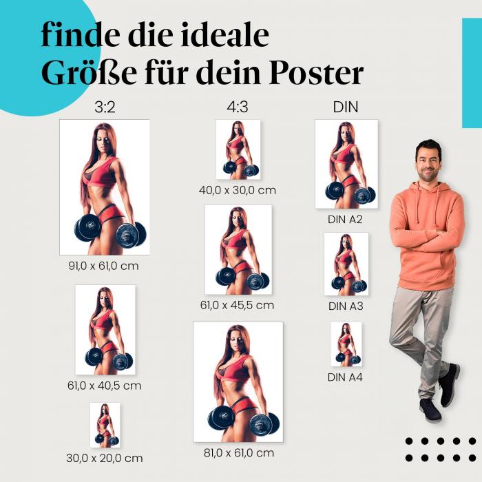 "Fitnessmotivation" Poster: Starke Frau mit Hanteln - jetzt bestellen!