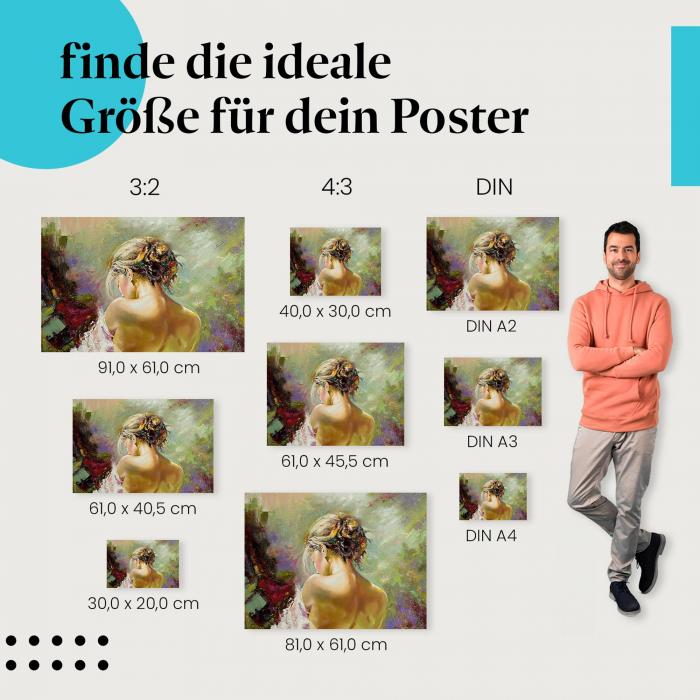 Frau im Profil Poster: Kunstvolles Portrait - jetzt Größe wählen.